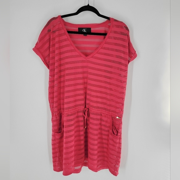 Calvin Klein Stripes Mesh Cover Up Swimwear Size XL - Picture 1 of 3